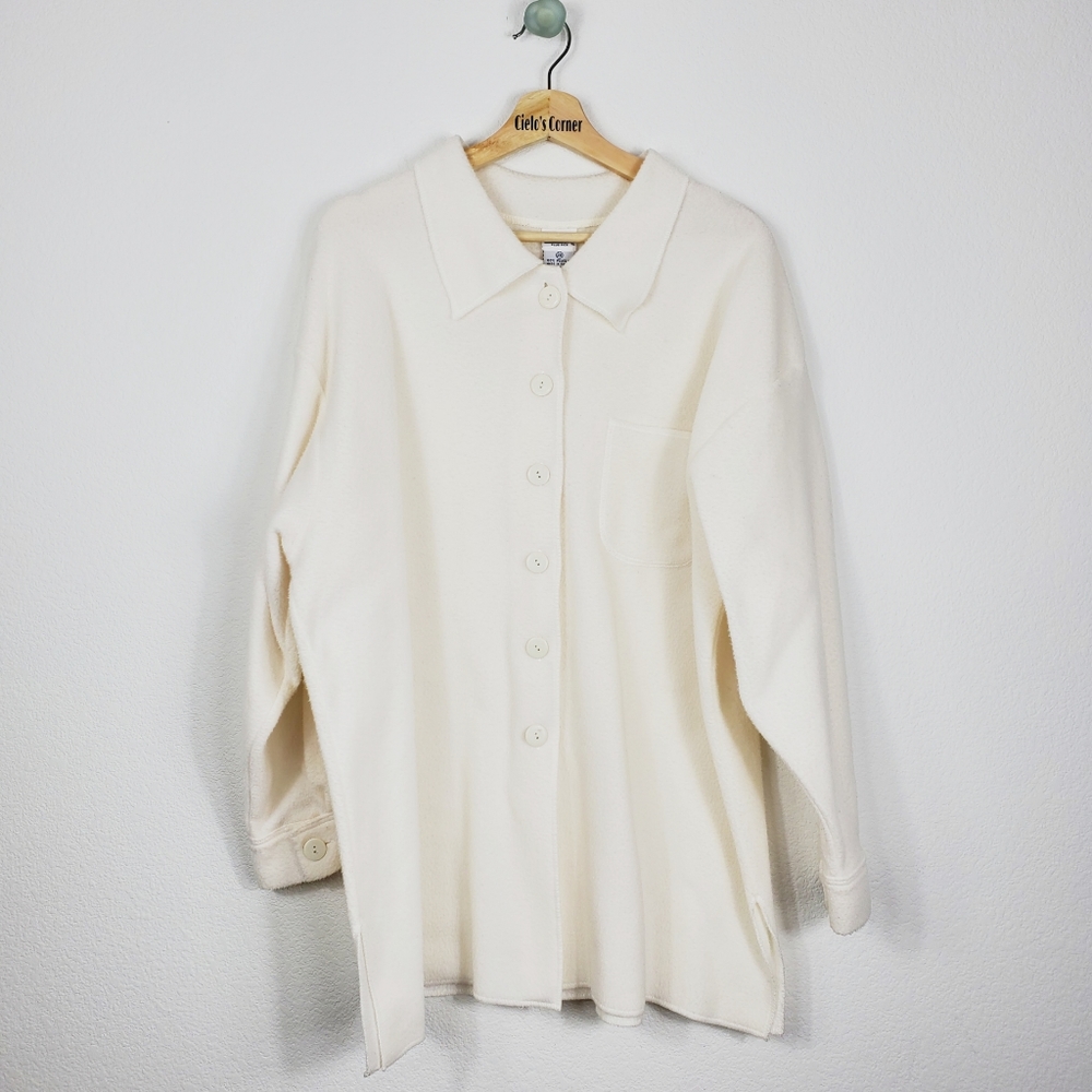 Honors Plus Size Ivory Soft Thin Button Up Jacket